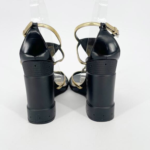 Prada Fall 2014 Runway Black Gold Industrial Metal Wedge Sandal size IT 38.5 - Picture 11 of 15